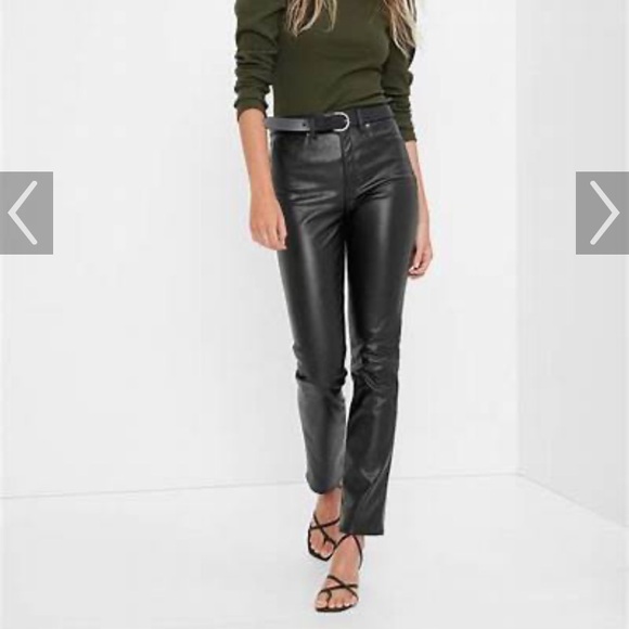 Gap High Rise Vegan Leather Vintage Pants 29 or 8 Black - Picture 1 of 7